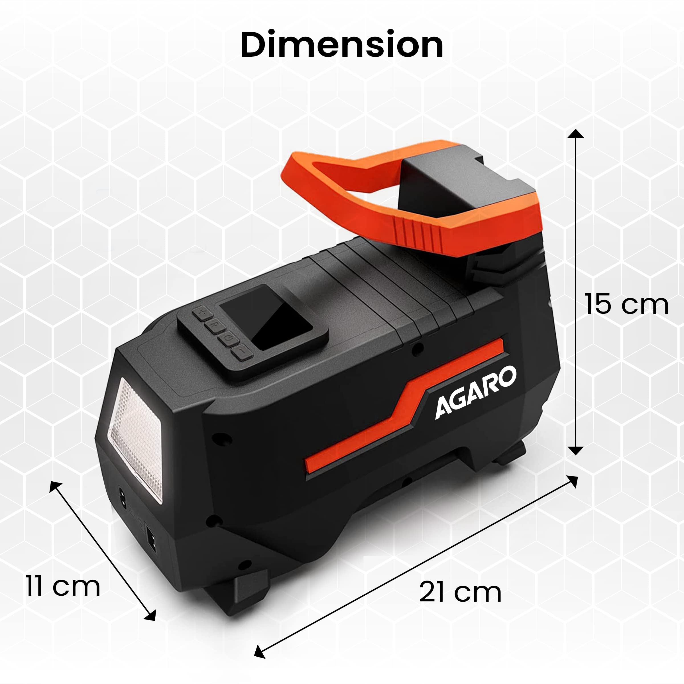 AGARO TI2157 Digital Portable Tyre Inflator/Pressure Gauge, 12V DC/230V AC for Home and Car, up to 150 PSI, LED Light, Digital Display, For Bike, Bicycles and Other Inflatables (Black).