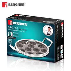 Bergner Argent Samsara Triply Stainless Steel Paniyarakkal 25cm (11 Pits) – Non-Stick, Induction Compatible