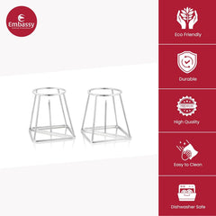 Embassy Stainless Steel Banana Plant Stand (9.5 cm x 9.5 cm x 13.3 cm, Silver, Set of 2)