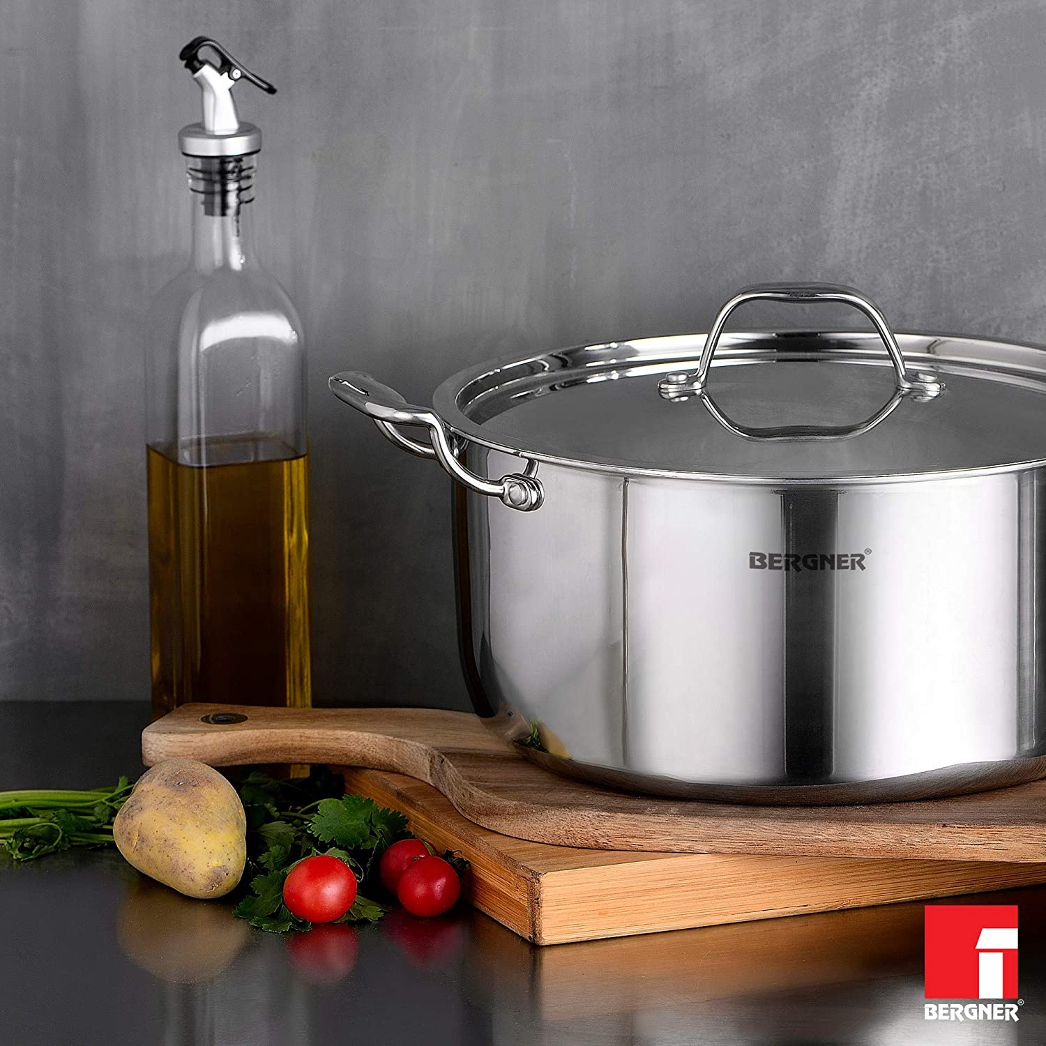 Bergner Argent Triply Stainless Steel Casserole with Lid