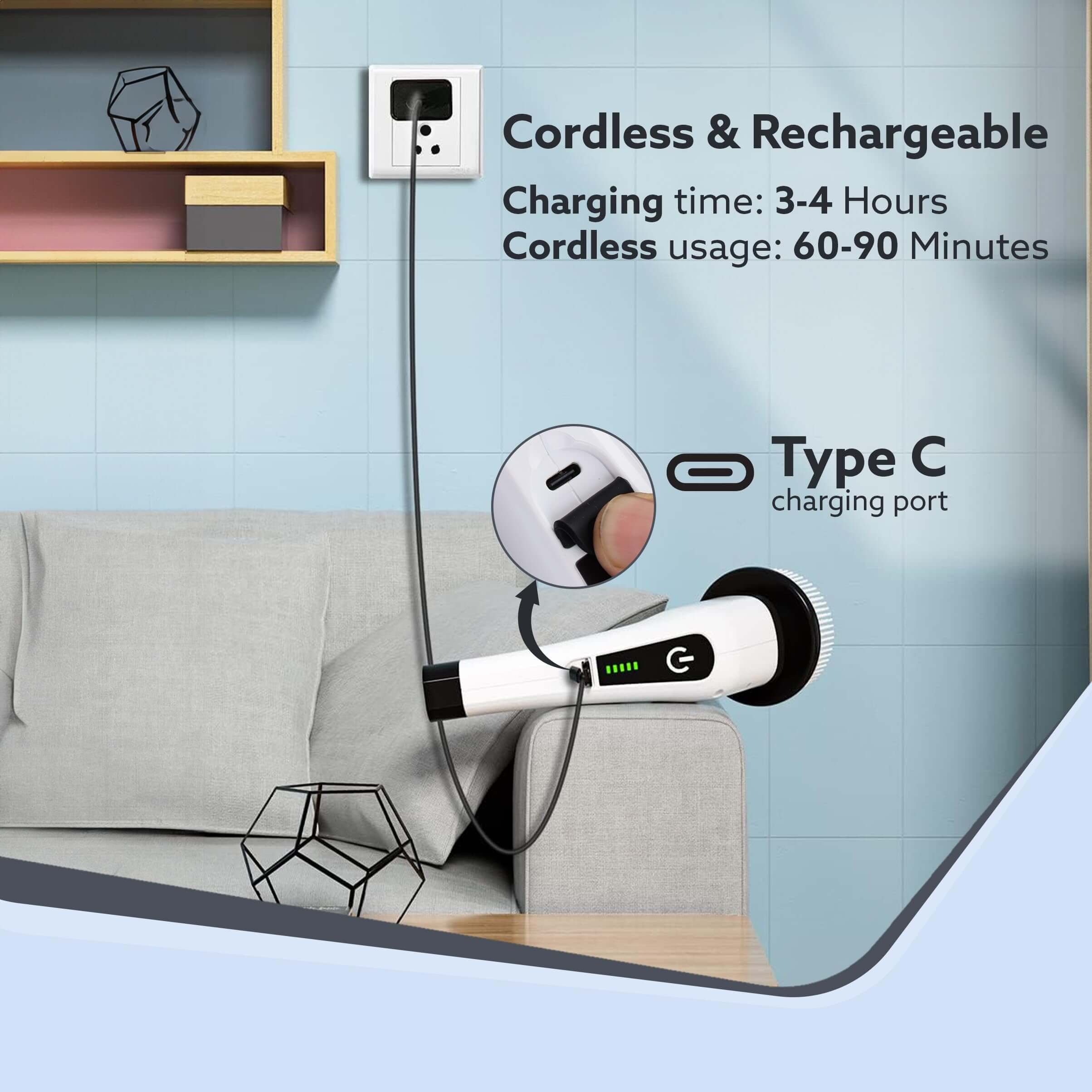 AGARO Royal Electric Spin Scrubber, 400RPM, 8 Brush Heads, 90-Min Battery Life, Adjustable Speeds & Sizes