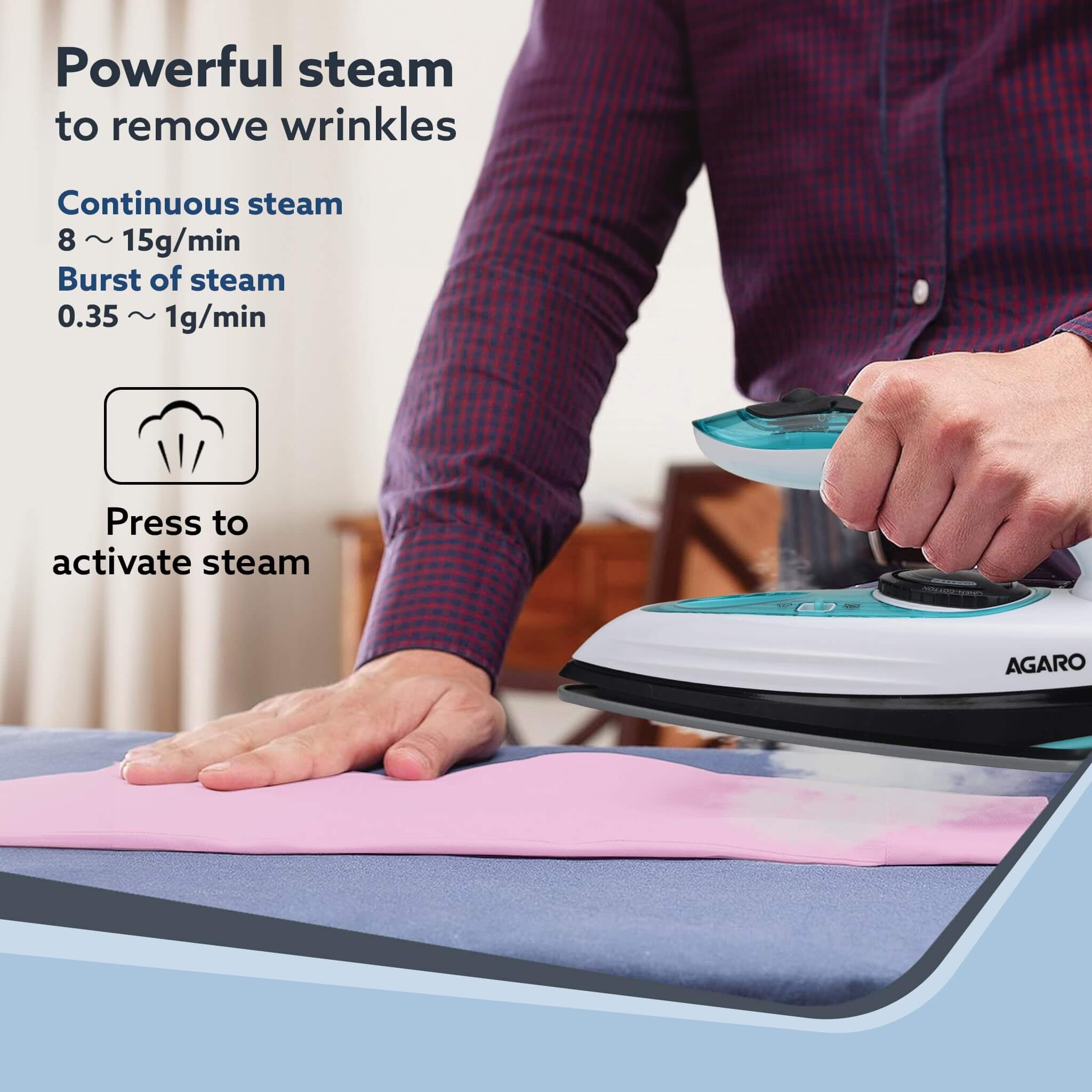 AGARO Primo Travel Steam Iron, 1200W, Compact & Foldable with Ceramic Soleplate