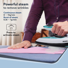 AGARO Primo Travel Steam Iron, 1200W, Compact & Foldable with Ceramic Soleplate
