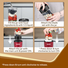 AGARO Regal 3 Jar Personal Blender | 400W Mixer Grinder | Smoothie & Juice Maker