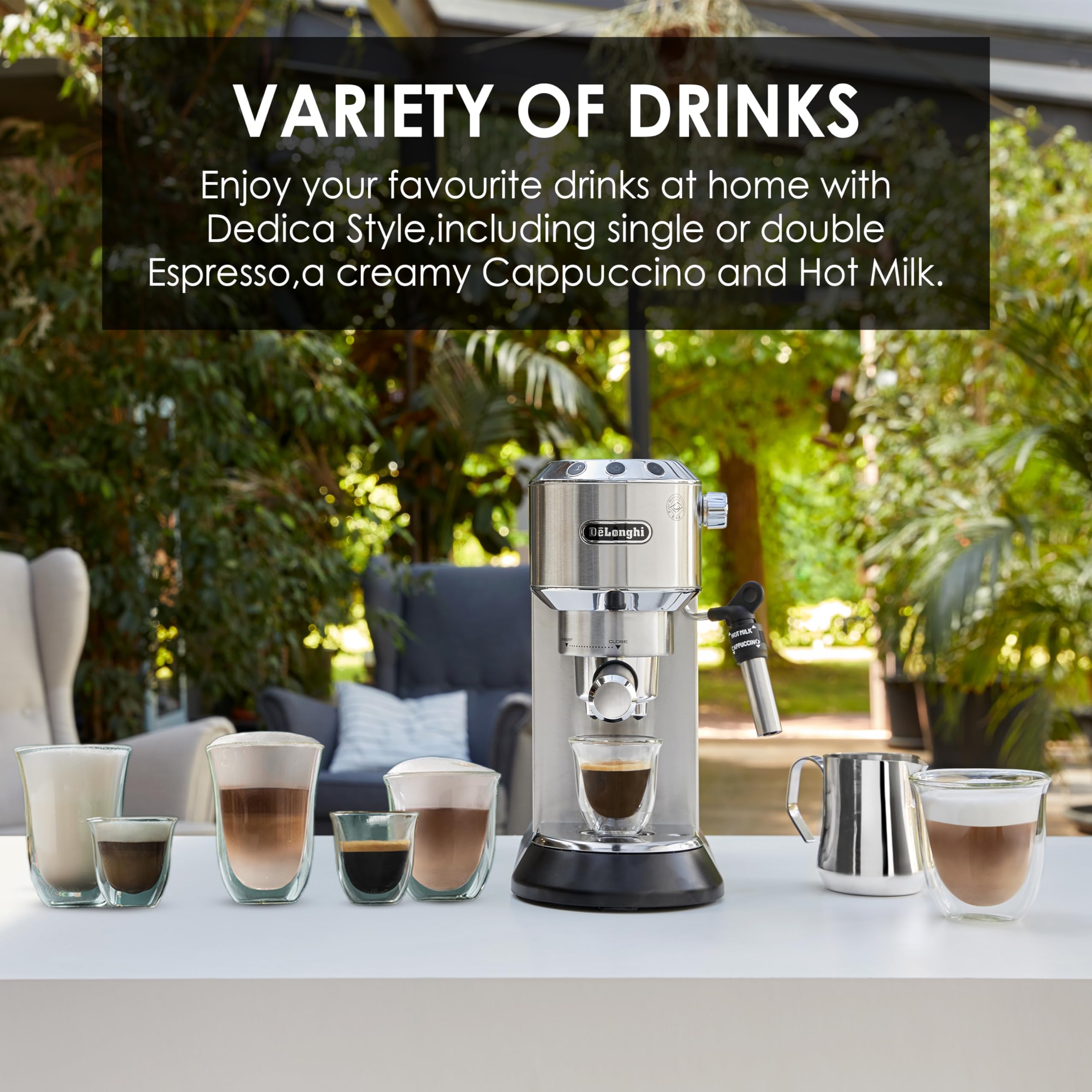 De'Longhi Dedica Style EC685.M Espresso Coffee Machine | 15 Bar Pump | Milk Frother