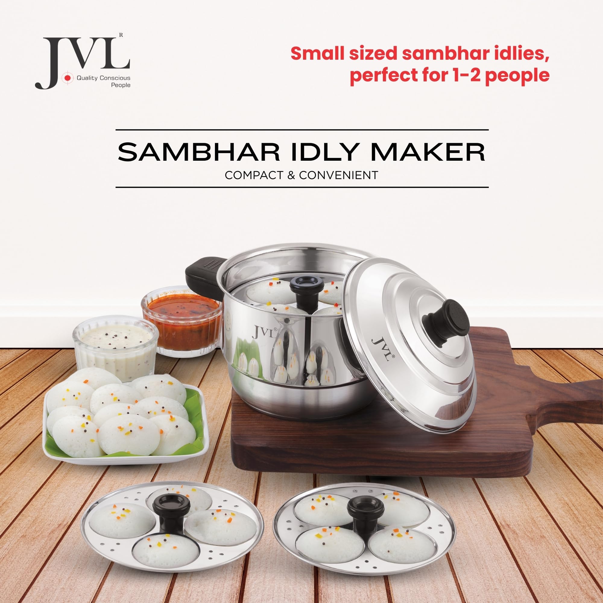 JVL Sambar Idly Maker Triply Base 4 Plates Mini idly Maker