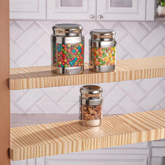 JVL Square Canister Airtight Steel Lid Kitchen Dry Storage Jar