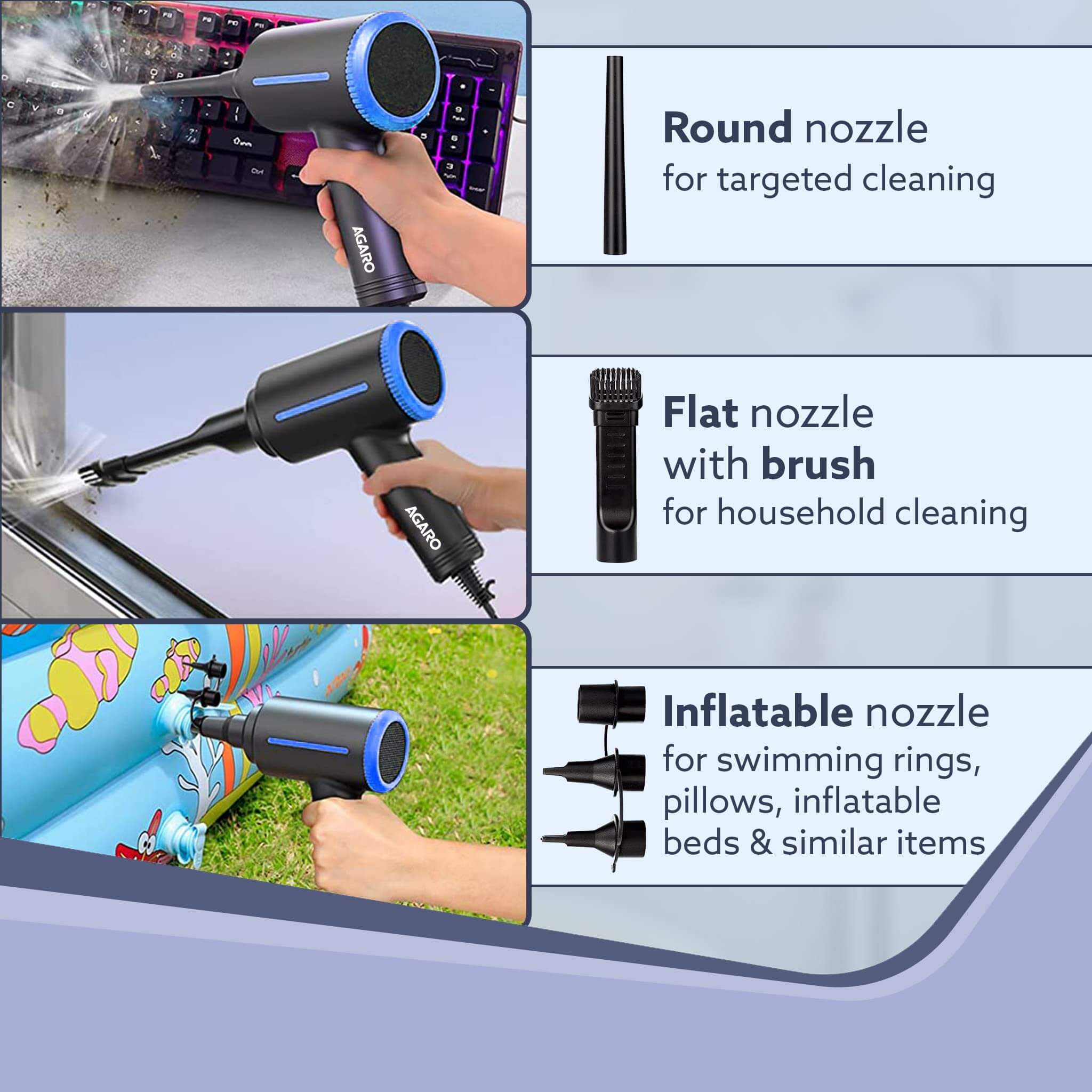 AGARO Compressed Air Duster AD1719 | 48000 RPM | Variable Speed Copper Motor | Electronics & Inflatables Blower
