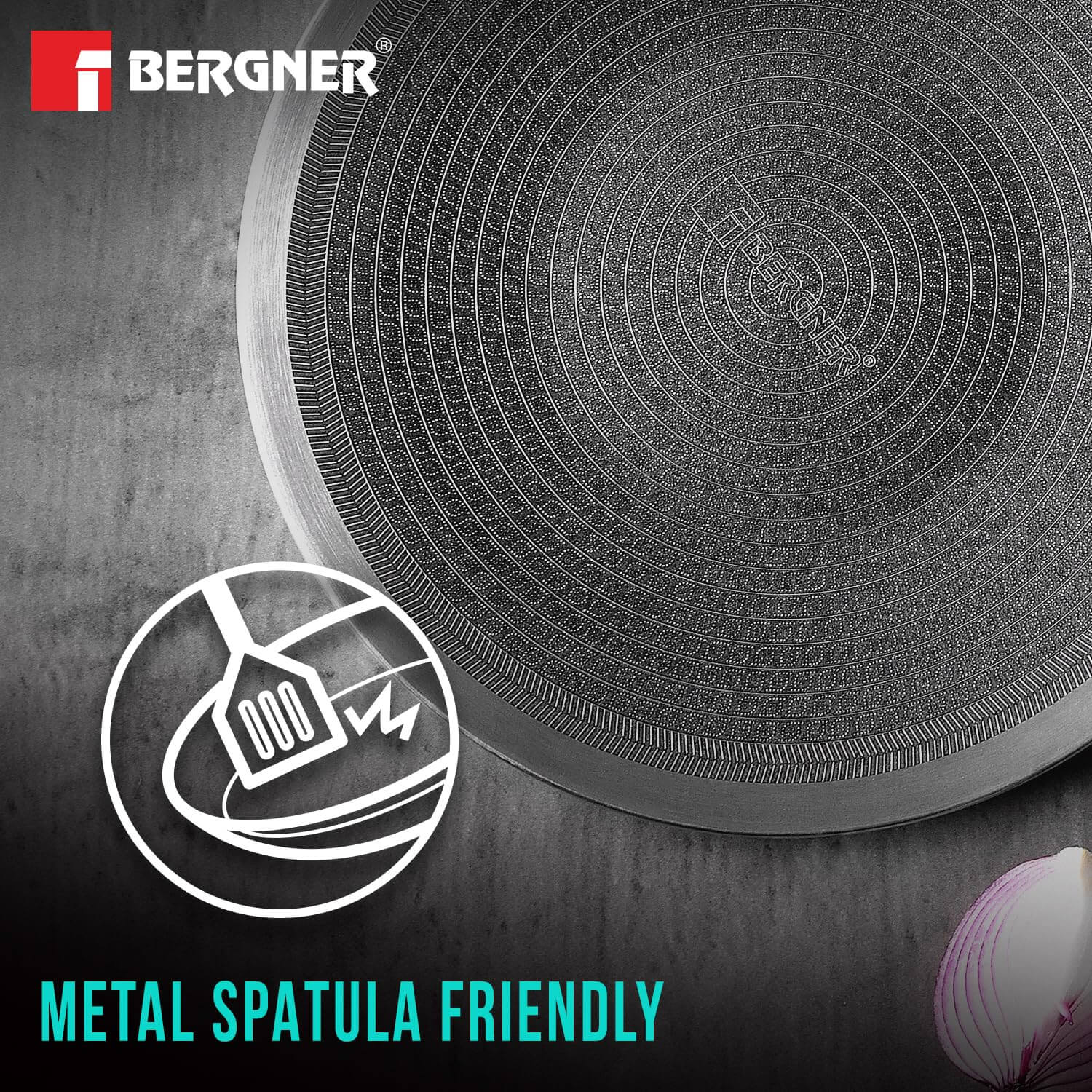 BERGNER Hi-Tech 22cm Tri-Ply Non-Stick Roti Tawa with Honeycomb Coating
