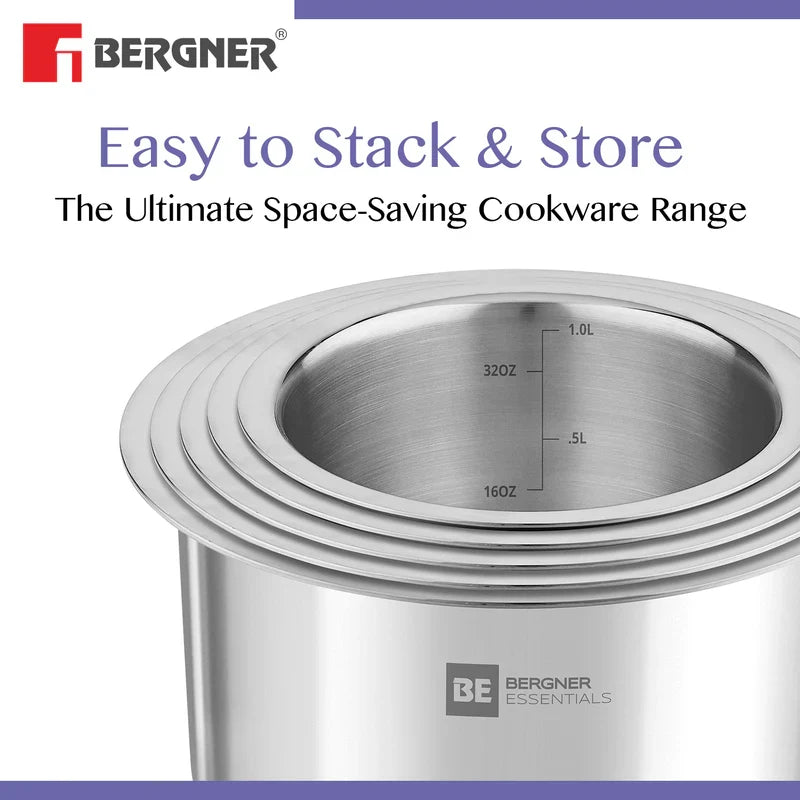 Bergner BE Essentials 5 Pcs Triply Tope Set - Stainless Steel BGIN-6249