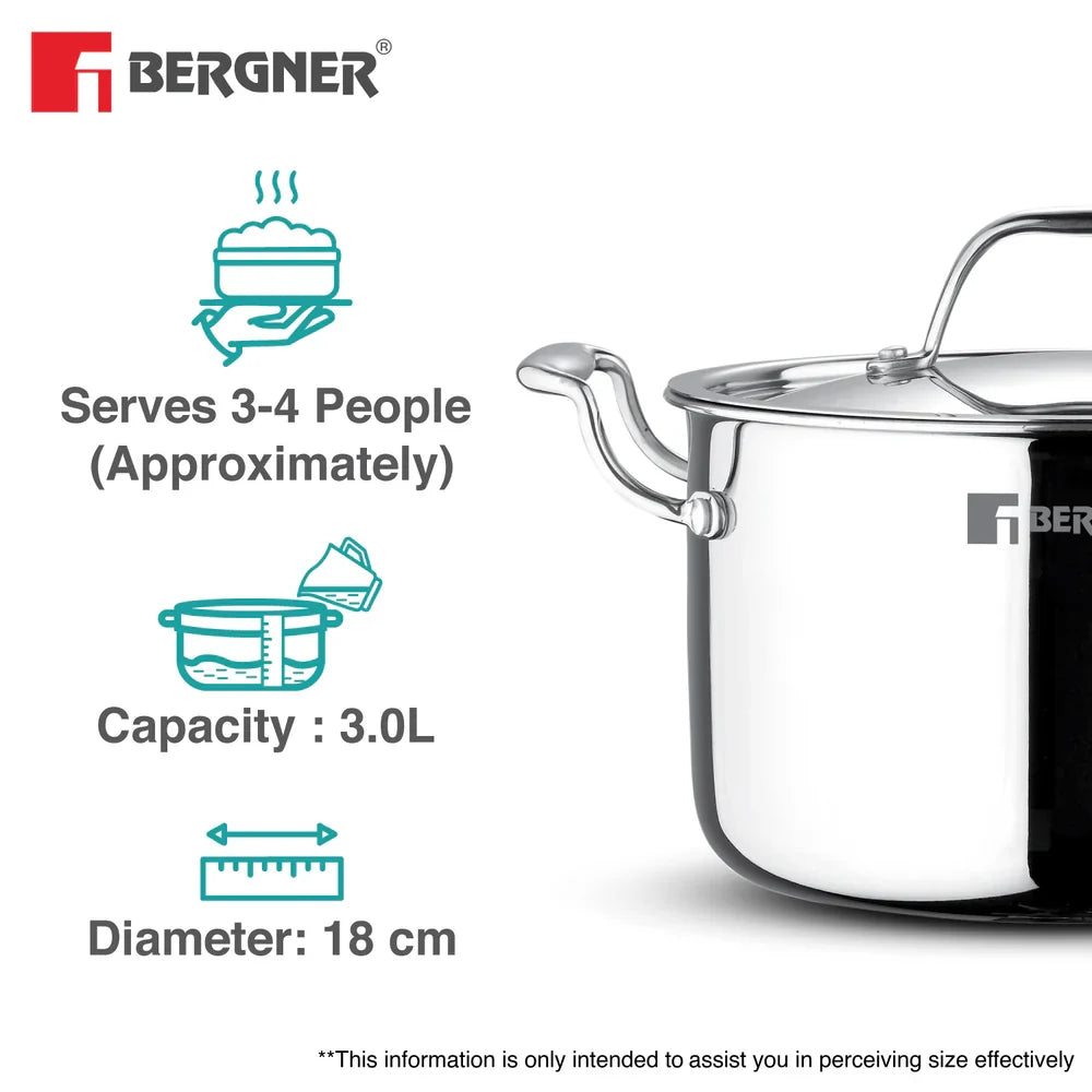 Bergner Argent Samsara Triply Stockpot with SS Lid