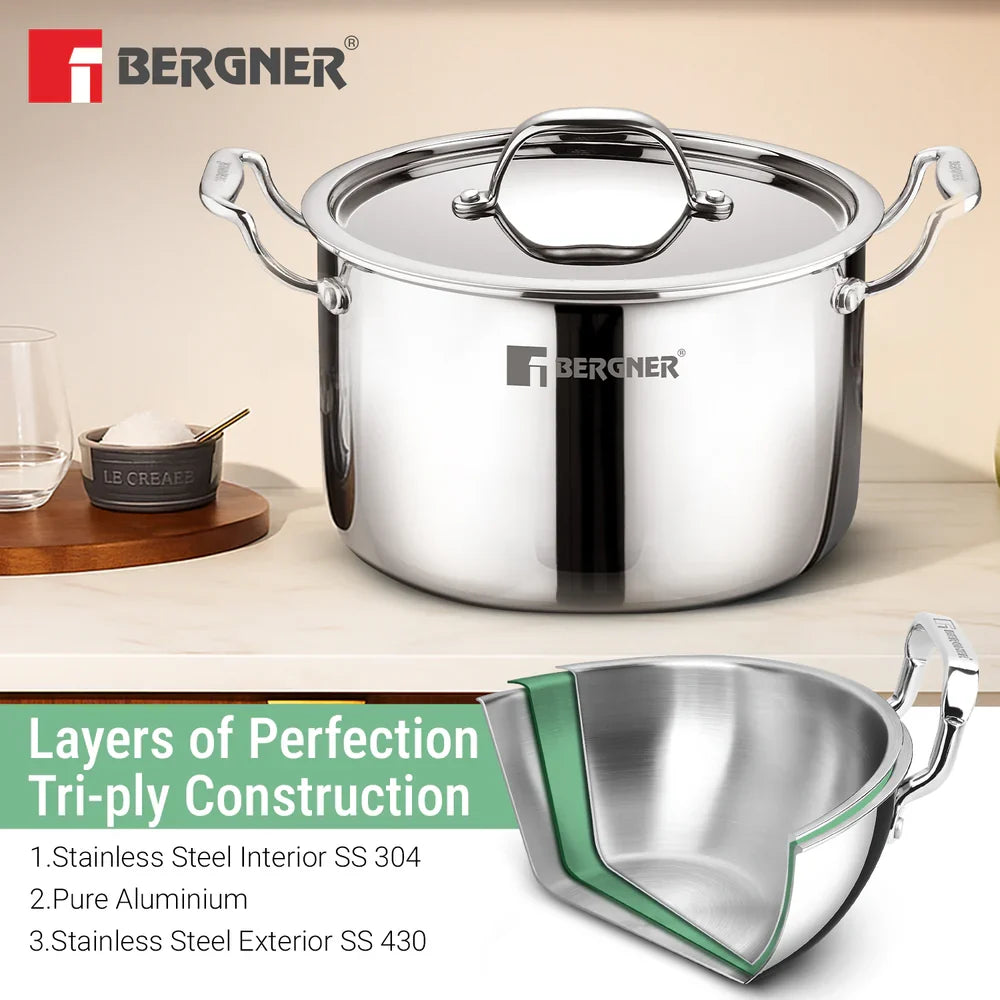 Bergner Argent Samsara Triply Stockpot with SS Lid