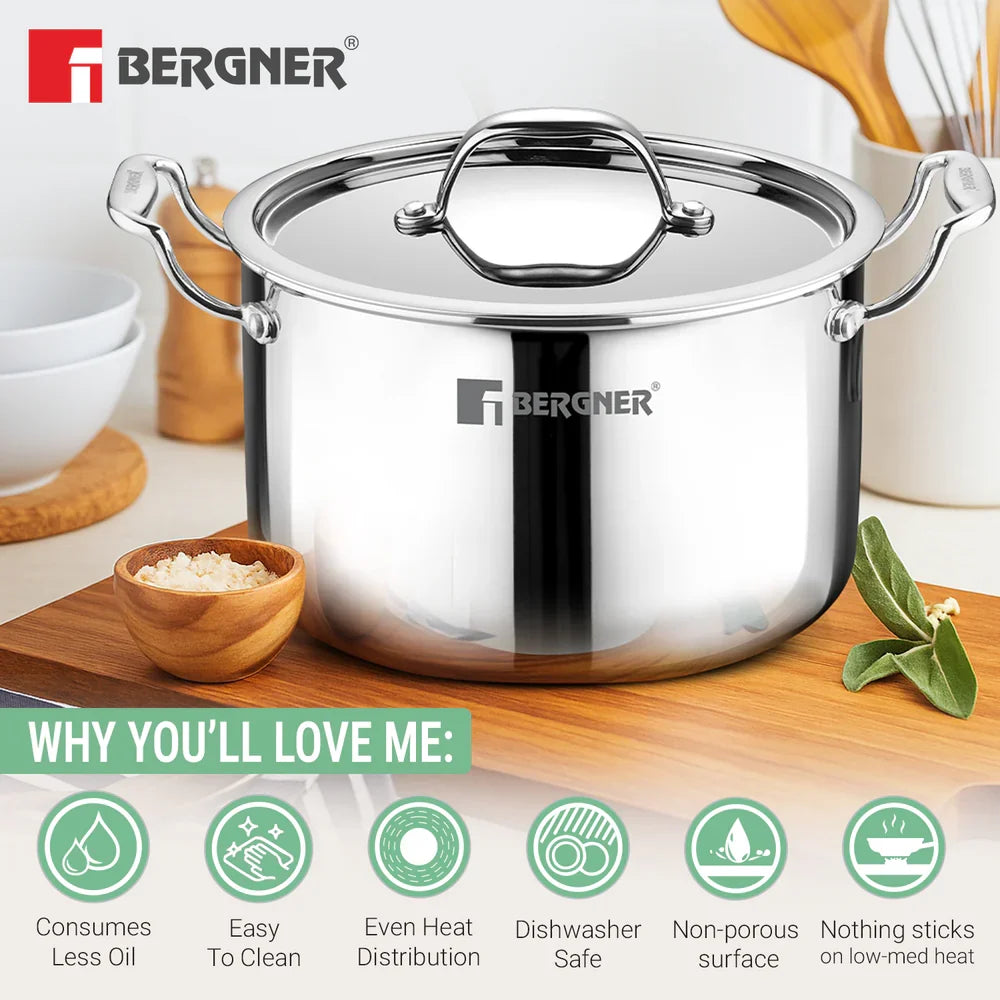 Bergner Argent Samsara Triply Stockpot with SS Lid