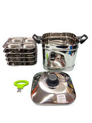 JVL Square Idly Maker (5 Plates) - Induction Compatible