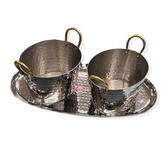 Embassy Hammered Oval serving Dish (2Pcs) + Oval hammered serving tray(1pc)