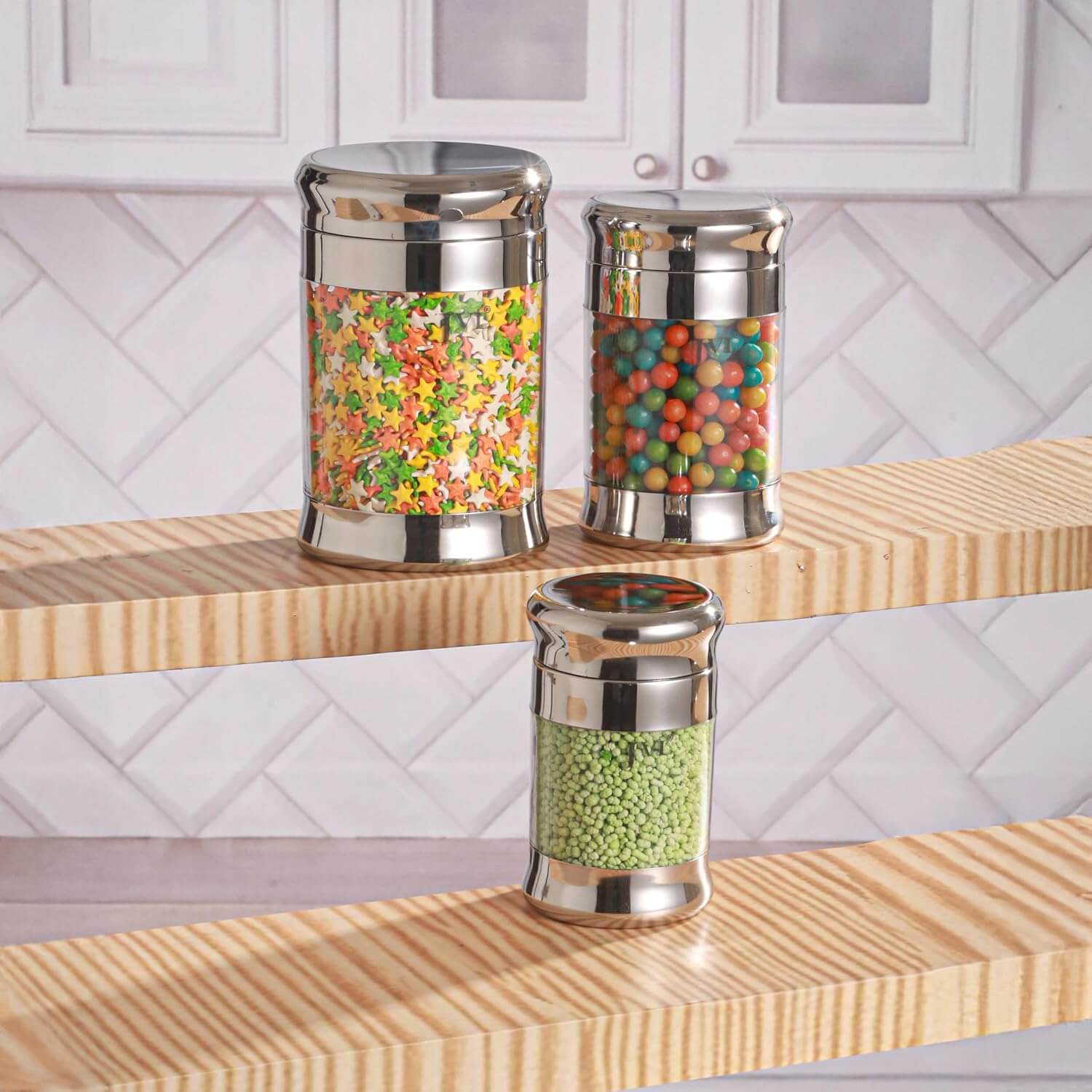 JVL Fusion FOC Series Stainless Steel Kitchen Storage Canisters - Airtight Dry Food Containers