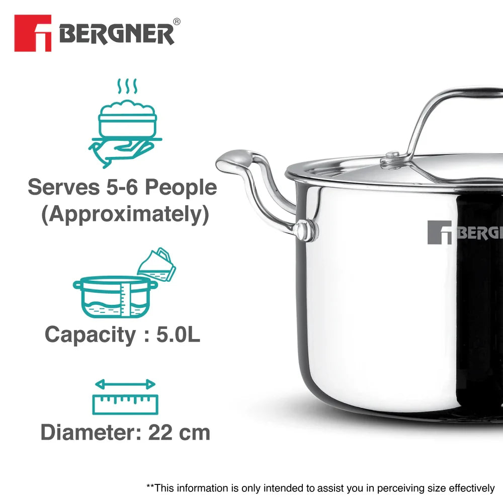 Bergner Argent Samsara Triply Stockpot with SS Lid