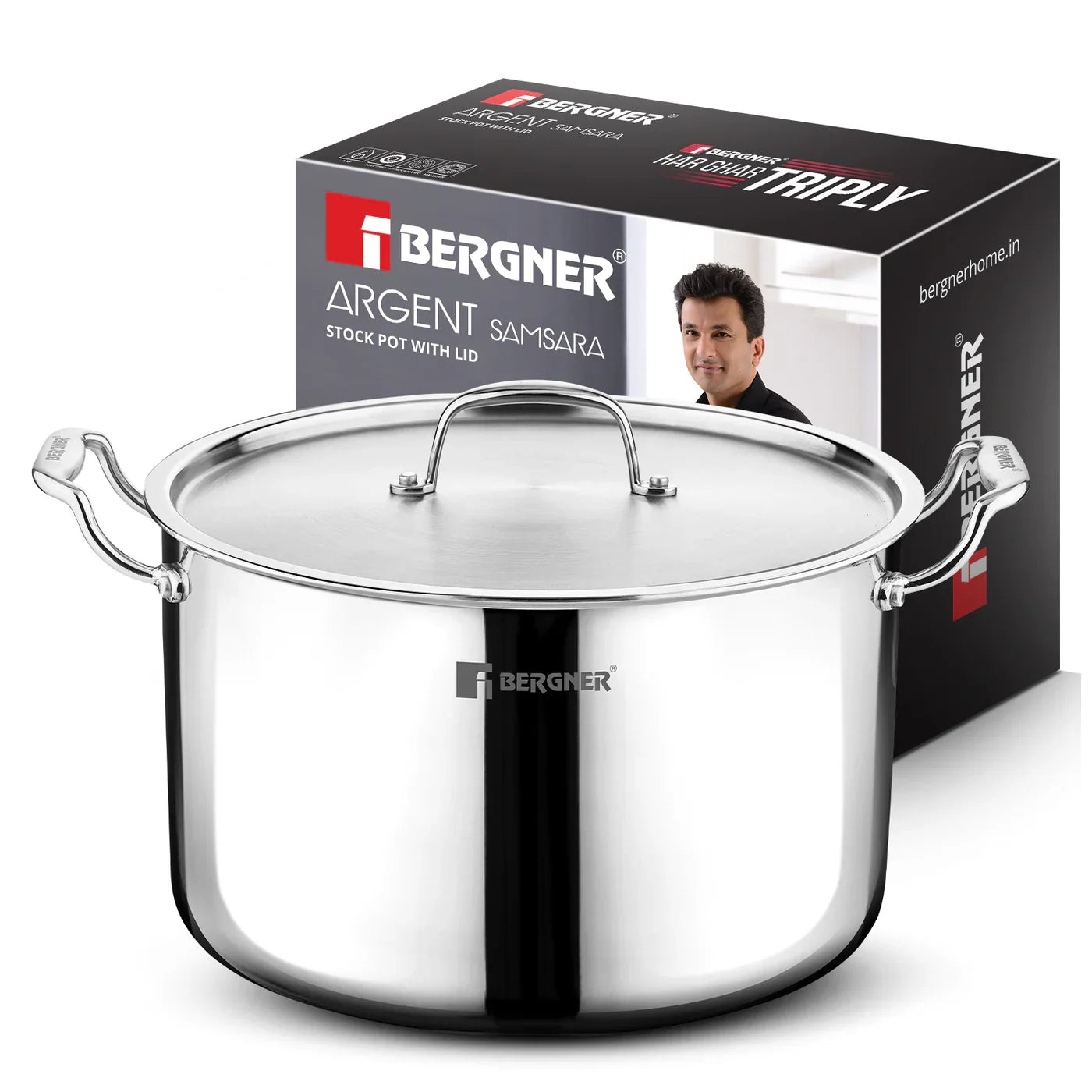 Bergner Argent Samsara Triply Stockpot with SS Lid