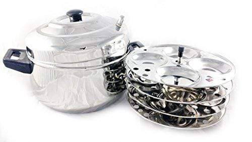 Butterfly Curve 4 Plates Stainless Steel Idly Cooker/Steamer - 16 Idlis + 1 mini idly plate