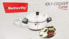 Butterfly Curve 4 Plates Stainless Steel Idly Cooker/Steamer - 16 Idlis + 1 mini idly plate