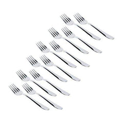 Classic by Embassy Dessert Fork, Pack of 12, Stainless Steel, 17.8 cm (Ajanta, 14 Gauge)