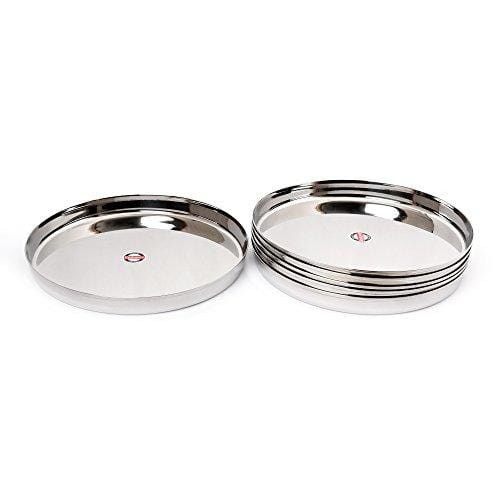 Embassy Chapti Beeding Khumcha Spl / Dinner Plate, Size 12, 26.1 cms (Pack of 6, Stainless Steel)