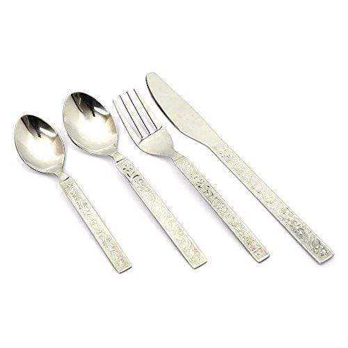 Embassy (Classic by Embassy) 24-Pieces Cutlery Set - 6 Tea Spoons, 6 Baby Spoons, 6 Baby Forks & 6 Dessert Knives (Hi-Trend, 17 Gauge, Stainless Steel)