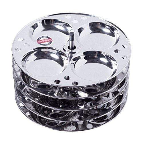 Embassy Deluxe Idli Stand, 5 Plates - 20 Idlis (Stainless Steel)