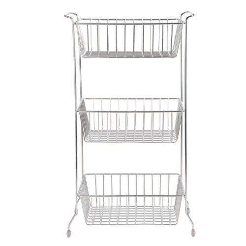 Embassy Fruit & Vegetable Rack, Rectangle, 3-Tier, 35x25x63 cms, Stainless Steel (Multipurpose Kitchen Storage Rack/Shelf)