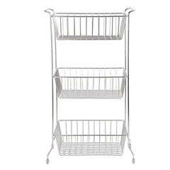 Embassy Fruit & Vegetable Rack, Rectangle, 3-Tier, 35x25x63 cms, Stainless Steel (Multipurpose Kitchen Storage Rack/Shelf)