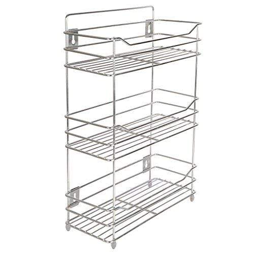 Embassy Multipurpose Storage Shelf / Spice Rack, Triple (3-Tier), 38x15x54 cms (LxBxH), Stainless Steel (For Kitchen, Bathroom etc.)