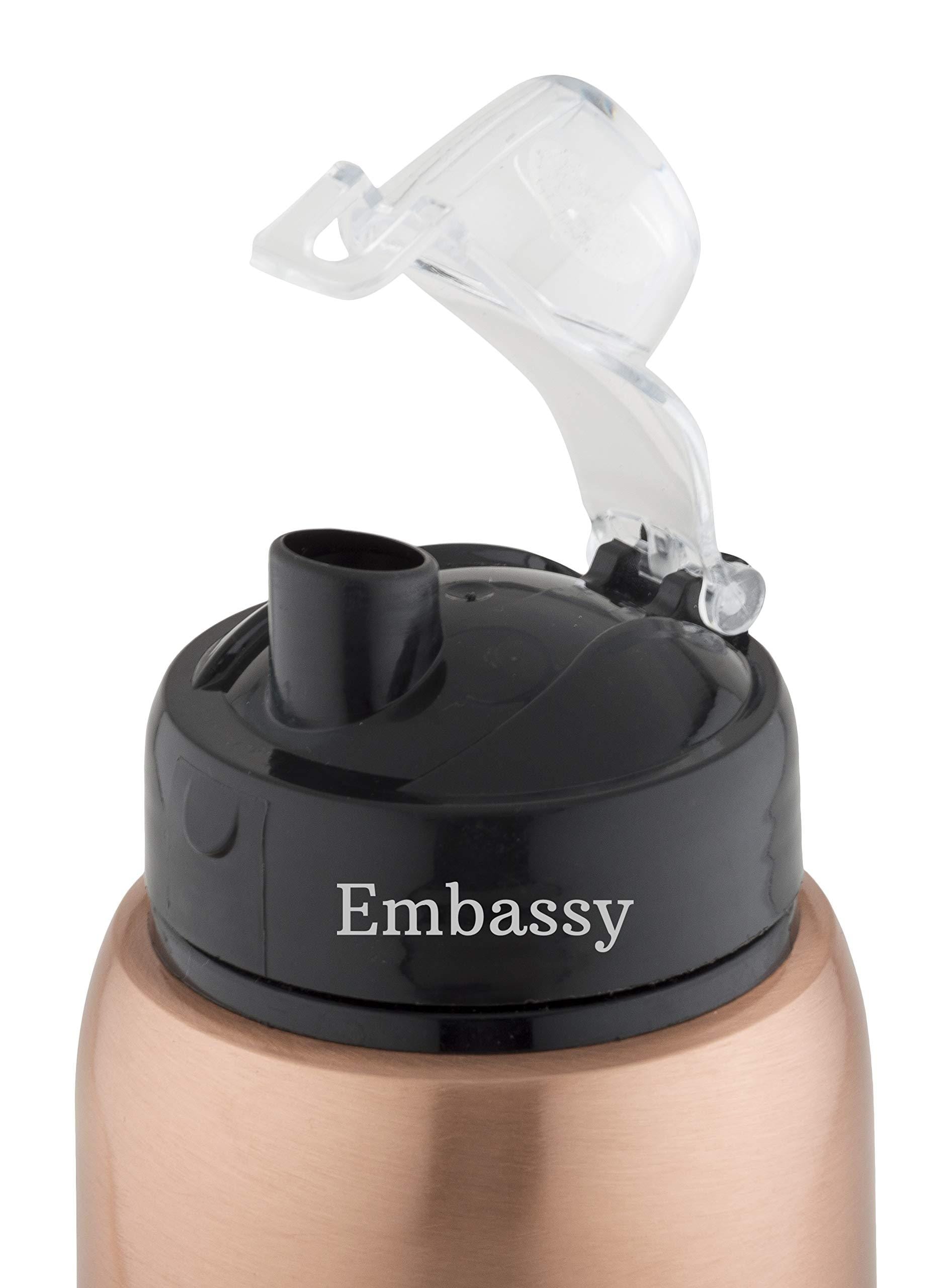 Embassy Premium Copper Water Bottle, Sipper, 600 ml, Pack of 2 - Leak-Proof, Jointless and Pure Copper