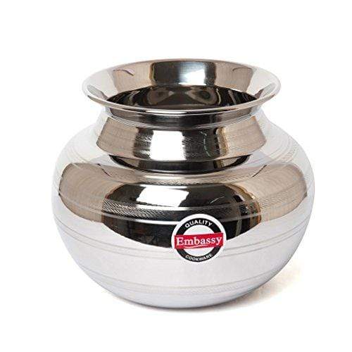 Embassy Stainless Steel Royal Pongal Handi, 8 Litres (Size 2)