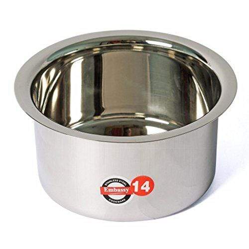 Embassy Stainless Steel Topes with Lid, Set of 4 (Sizes 11-14) - 1400, 1900, 2250 & 2750 ml