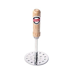 Embassy Stainless Steel Vegetable/Potato/Pav Bhaji Masher with Wooden Handle, Size 4, Pack of 2, 11 cms