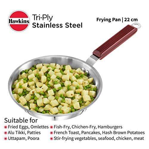 HAWKINS Tri-ply Stainless Steel Frying Pan, 22 cm