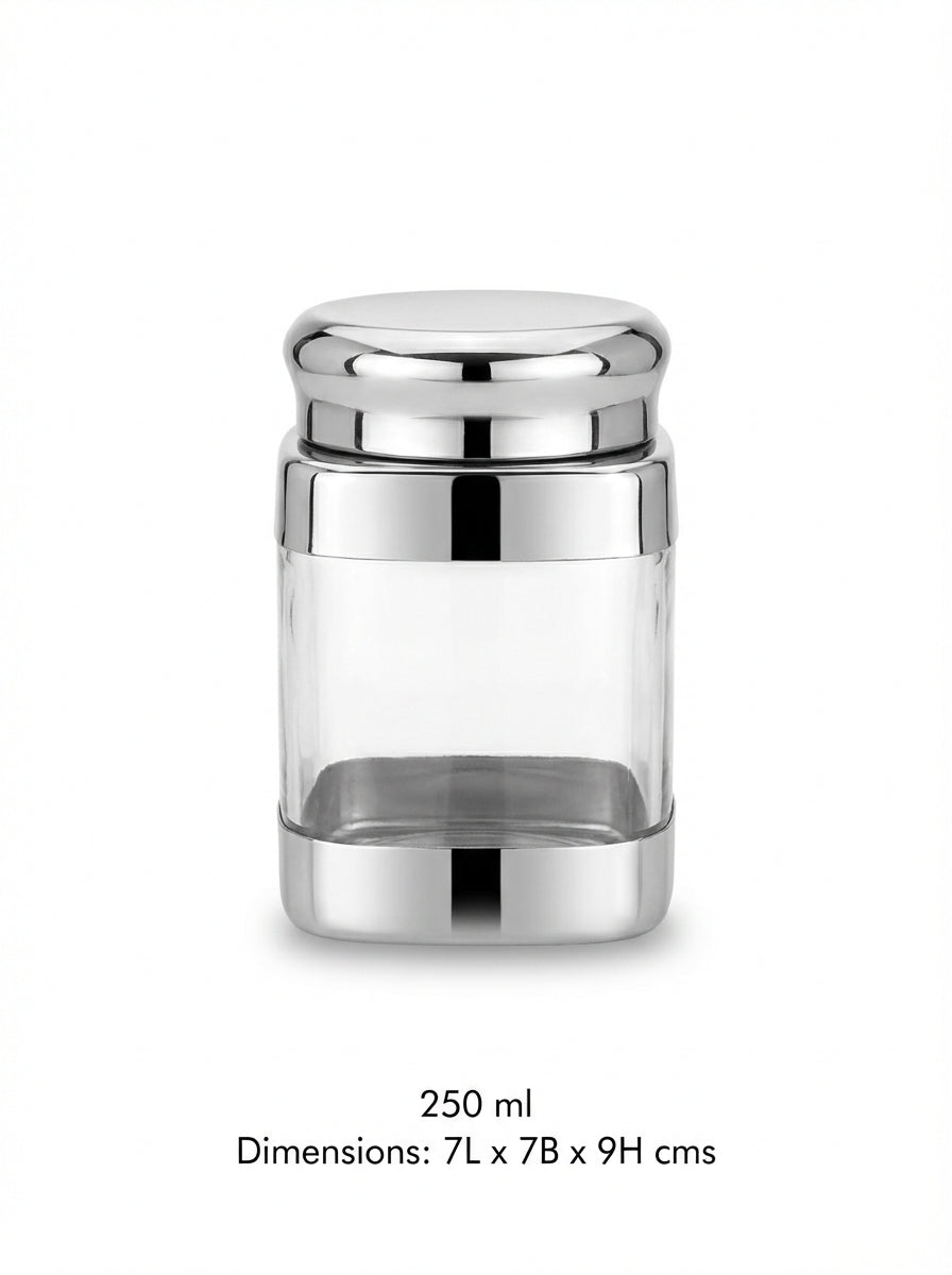 JVL Square Canister Airtight Steel Lid Kitchen Dry Storage Jar