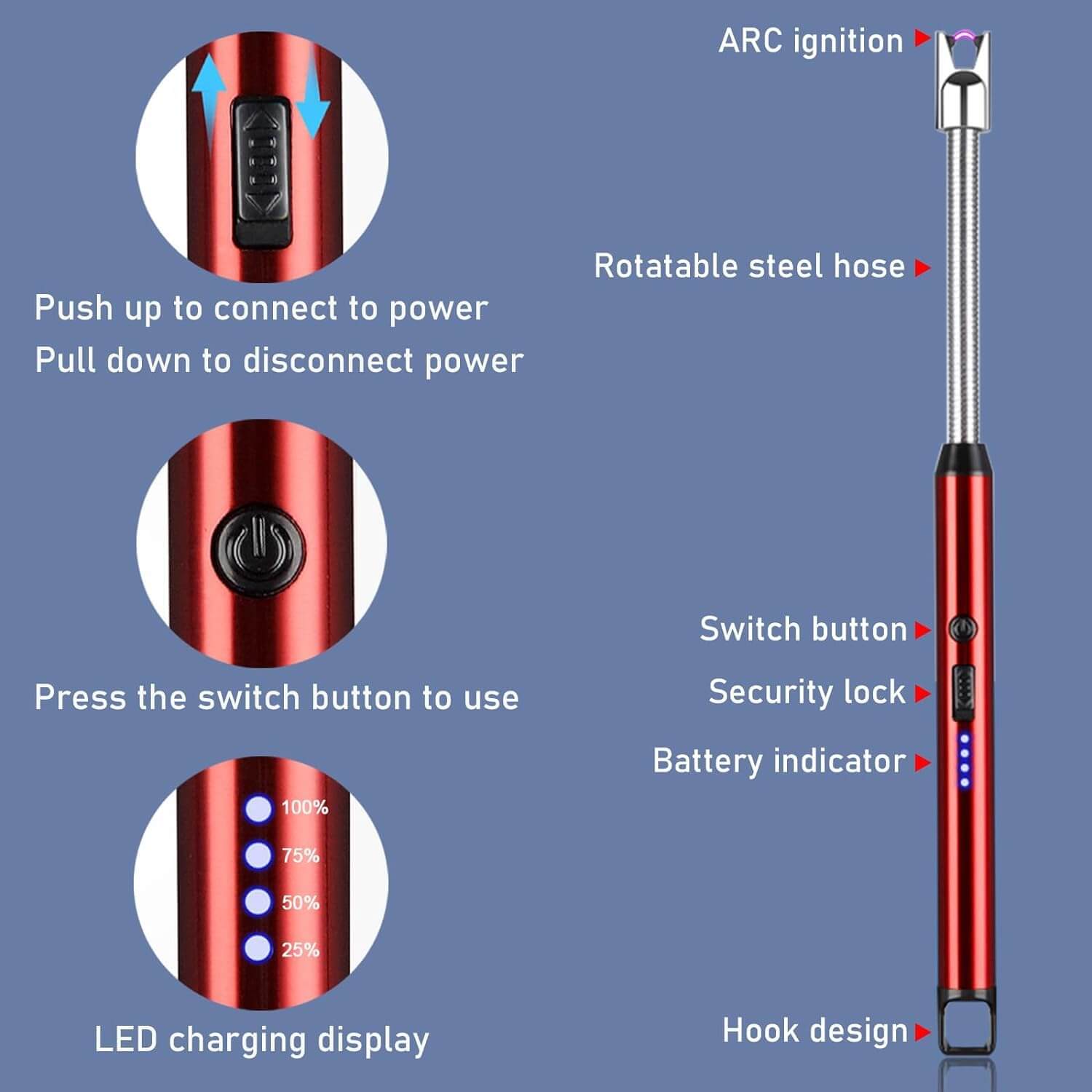 Arc Lighter Electric Rechargeable Gas Lighter - USB (100pcs B2B)