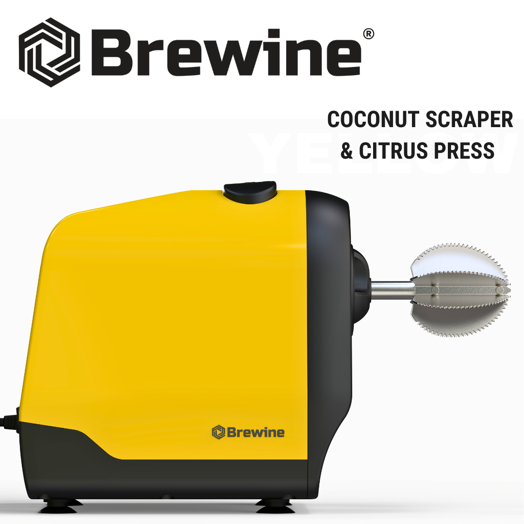 Brewine Coconut Scraper & Citrus Press, 200 watts, Yellow